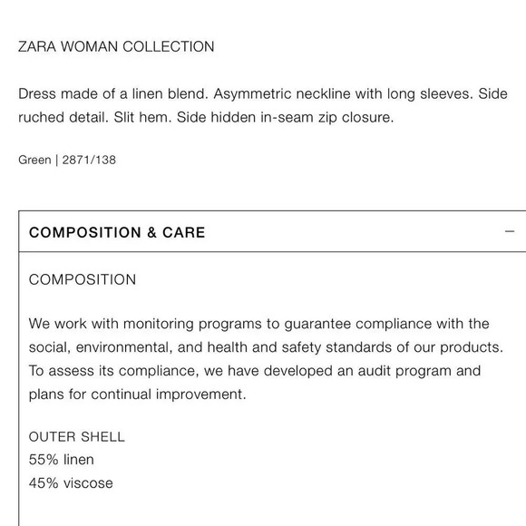 ZARA ZW COLLECTION PRINTED ASYMMETRIC LINEN DRESS - Picture 13 of 13